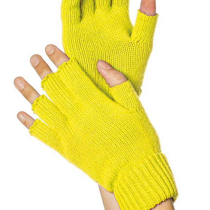 Wilbers & Wilbers Handschoenen Gebreid Vingerloos Neon Geel