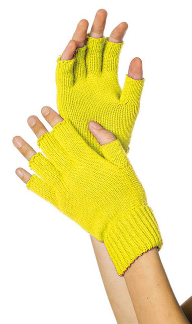 Wilbers & Wilbers Handschoenen Gebreid Vingerloos Neon Geel