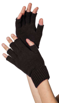 Wilbers & Wilbers Handschoenen Gebreid Vingerloos Zwart