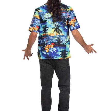 Wilbers & Wilbers Hawaii Shirt Blauw Palmboom Heren