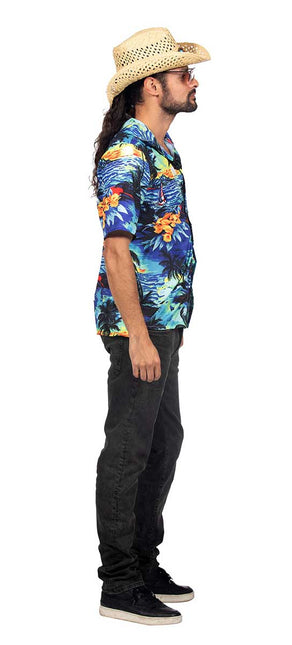 Wilbers & Wilbers Hawaii Shirt Blauw Palmboom Heren