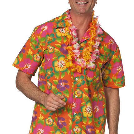 Wilbers & Wilbers Hawaii Shirt Oranje Bloemen Heren