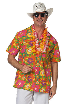 Wilbers & Wilbers Hawaii Shirt Oranje Bloemen Heren