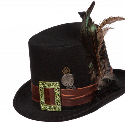 Wilbers & Wilbers Hoed Steampunk Met Veren