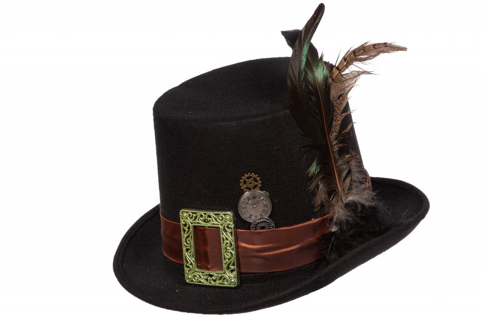 Wilbers & Wilbers Hoed Steampunk Met Veren