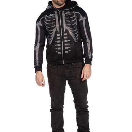 Wilbers & Wilbers Hoodie Met Rits Skelet Strass Stenen Unisex