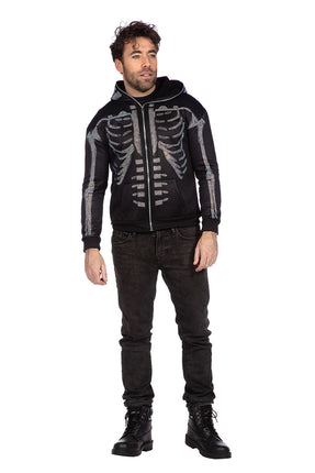 Wilbers & Wilbers Hoodie Met Rits Skelet Strass Stenen Unisex