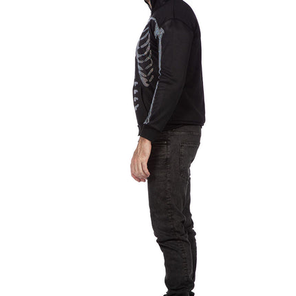 Wilbers & Wilbers Hoodie Met Rits Skelet Strass Stenen Unisex