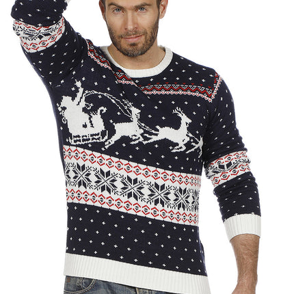 Wilbers & Wilbers Kersttrui donkerblauw met slee