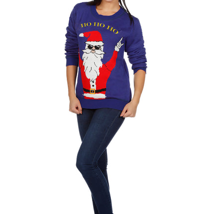 Wilbers & Wilbers Kersttrui Rocking Santa blauw