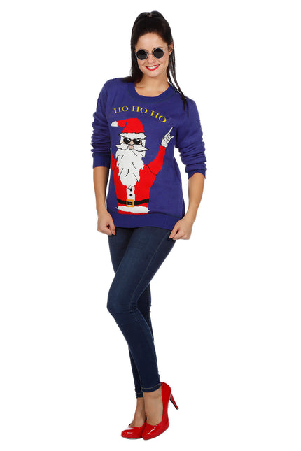 Wilbers & Wilbers Kersttrui Rocking Santa blauw