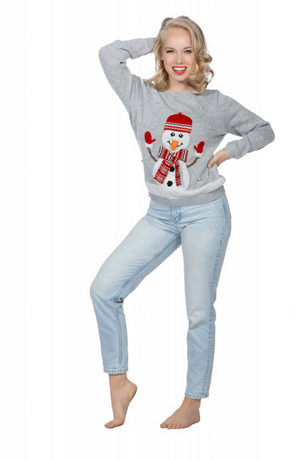 Wilbers & Wilbers Kersttrui sneeuwpop met parels