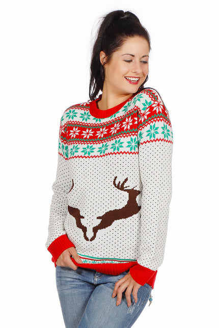 Wilbers & Wilbers Kersttrui wit met rendieren