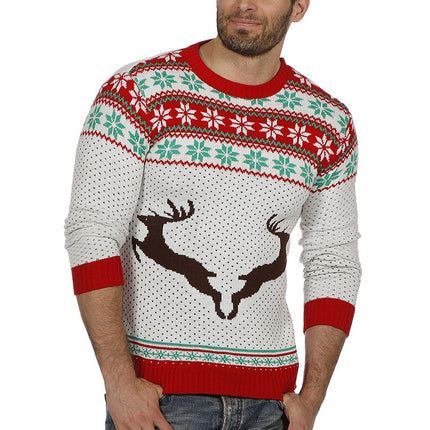 Wilbers & Wilbers Kersttrui wit met rendieren