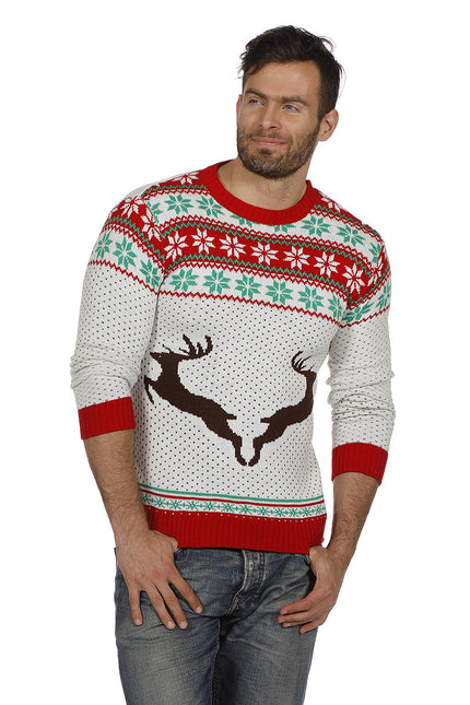 Wilbers & Wilbers Kersttrui wit met rendieren