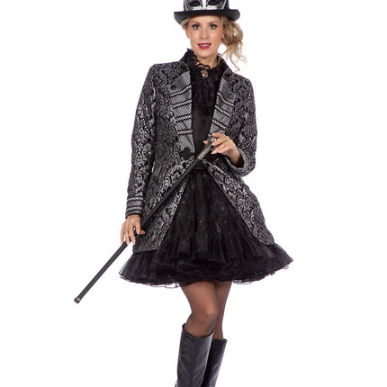 Wilbers & Wilbers Luxe carnavalsjas Brokaat Zwart Zilver Dames