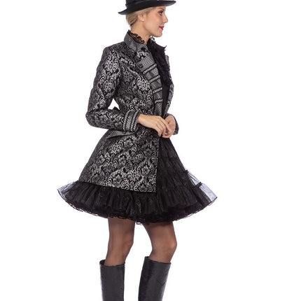 Wilbers & Wilbers Luxe carnavalsjas Brokaat Zwart Zilver Dames