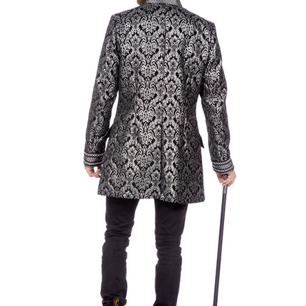 Wilbers & Wilbers Luxe carnavalsjas Brokaat Zwart Zilver Heren