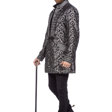 Wilbers & Wilbers Luxe carnavalsjas Brokaat Zwart Zilver Heren