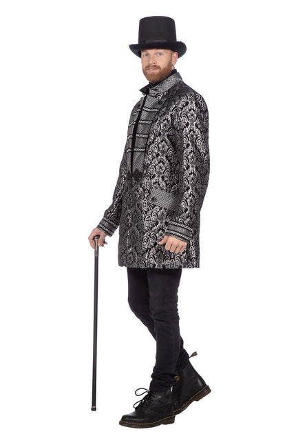 Wilbers & Wilbers Luxe carnavalsjas Brokaat Zwart Zilver Heren