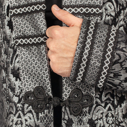 Wilbers & Wilbers Luxe carnavalsjas Brokaat Zwart Zilver Heren