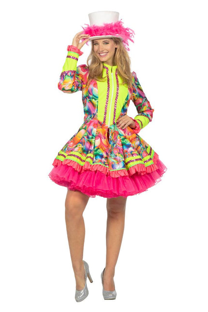 Wilbers & Wilbers Luxe Carnavalsjas Klavers Neon Roze Dames