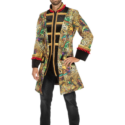 Wilbers & Wilbers Luxe Carnavalsjas Luipaard Zwart Heren