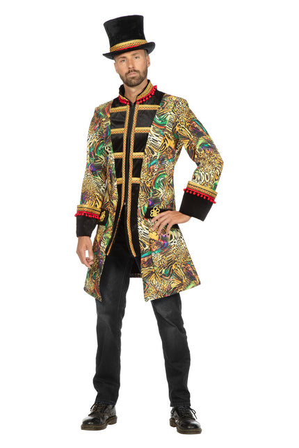 Wilbers & Wilbers Luxe Carnavalsjas Luipaard Zwart Heren
