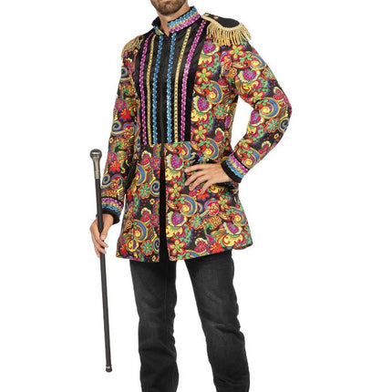 Wilbers & Wilbers Luxe Carnavalsjas Zwart Met Bloemen Heren