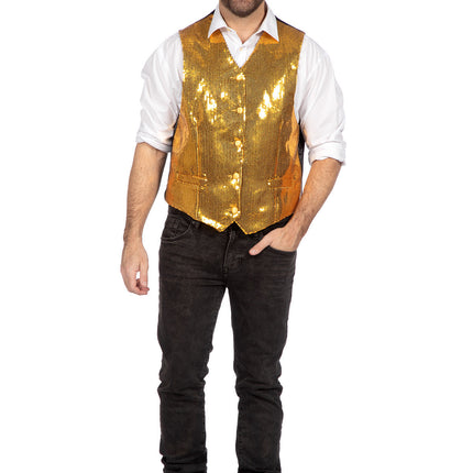 Wilbers & Wilbers Luxe Gilet Pailletten Goud Heren