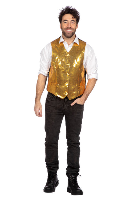Wilbers & Wilbers Luxe Gilet Pailletten Goud Heren