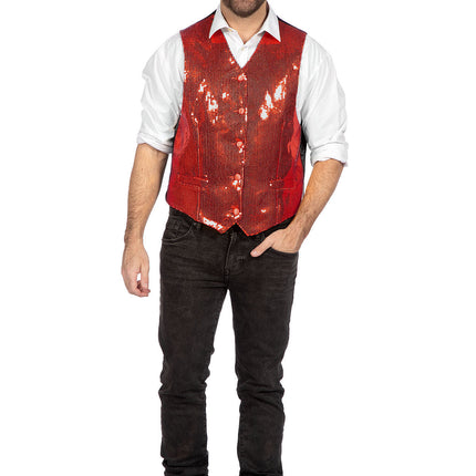 Wilbers & Wilbers Luxe Gilet Pailletten Rood Heren