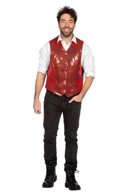 Wilbers & Wilbers Luxe Gilet Pailletten Rood Heren