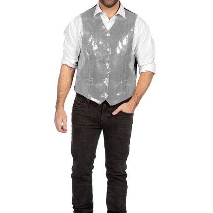 Wilbers & Wilbers Luxe Gilet Pailletten Zilver Heren