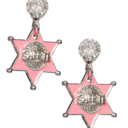 Wilbers & Wilbers Oorbellen Roze Sheriff Sterren