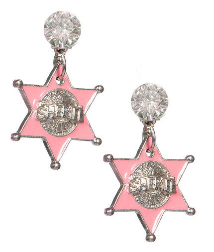 Wilbers & Wilbers Oorbellen Roze Sheriff Sterren