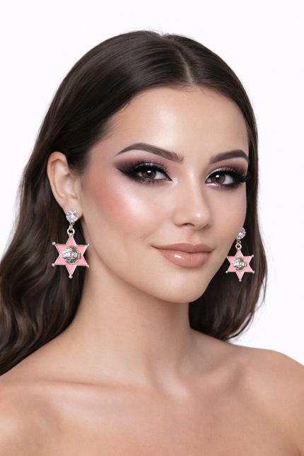 Wilbers & Wilbers Oorbellen Roze Sheriff Sterren