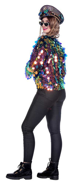 Wilbers & Wilbers Paillettenjasje Kort Blauw/Goud