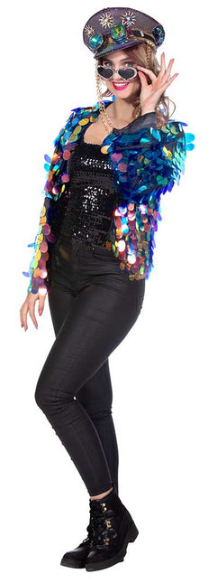 Wilbers & Wilbers Paillettenjasje Kort Blauw/Goud