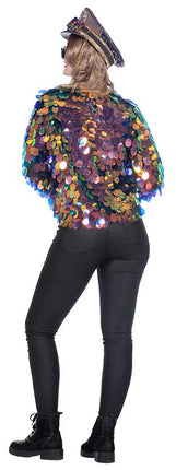 Wilbers & Wilbers Paillettenjasje Kort Blauw/Goud