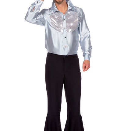 Wilbers & Wilbers Party Hemd Heren Disco Zilver Deluxe