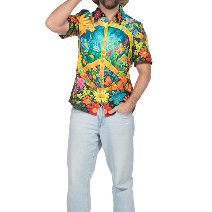 Wilbers & Wilbers Party Shirt Hippie Peace En Bloemen Heren