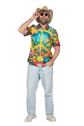 Wilbers & Wilbers Party Shirt Hippie Peace En Bloemen Heren