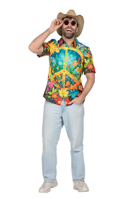 Wilbers & Wilbers Party Shirt Hippie Peace En Bloemen Heren