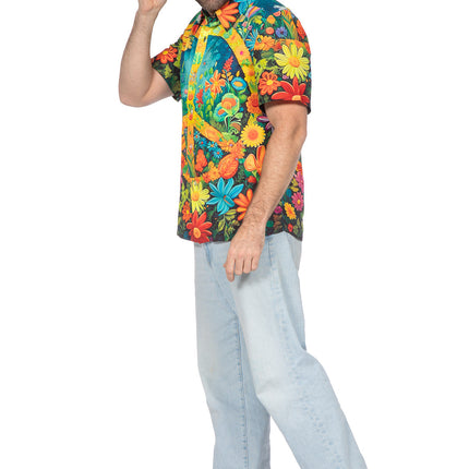 Wilbers & Wilbers Party Shirt Hippie Peace En Bloemen Heren