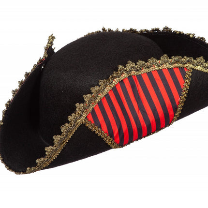 Wilbers & Wilbers Piraten Hoed Luxe Zwart Rood Heren