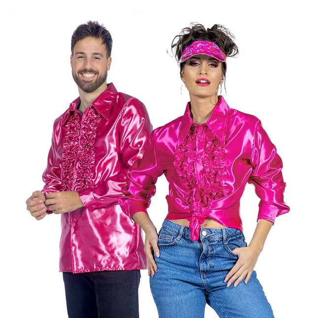 Wilbers & Wilbers Rouches Overhemd Satijn Cyclaam