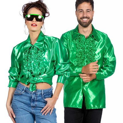 Wilbers & Wilbers Rouches Overhemd Satijn Groen