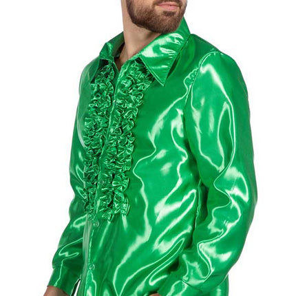 Wilbers & Wilbers Rouches Overhemd Satijn Groen