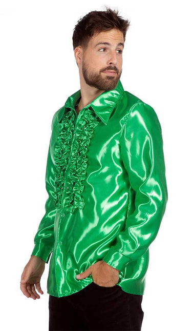 Wilbers & Wilbers Rouches Overhemd Satijn Groen
